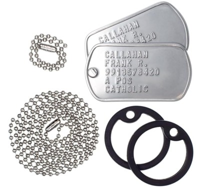 Dog Tag X 2 with rubbers and one chain